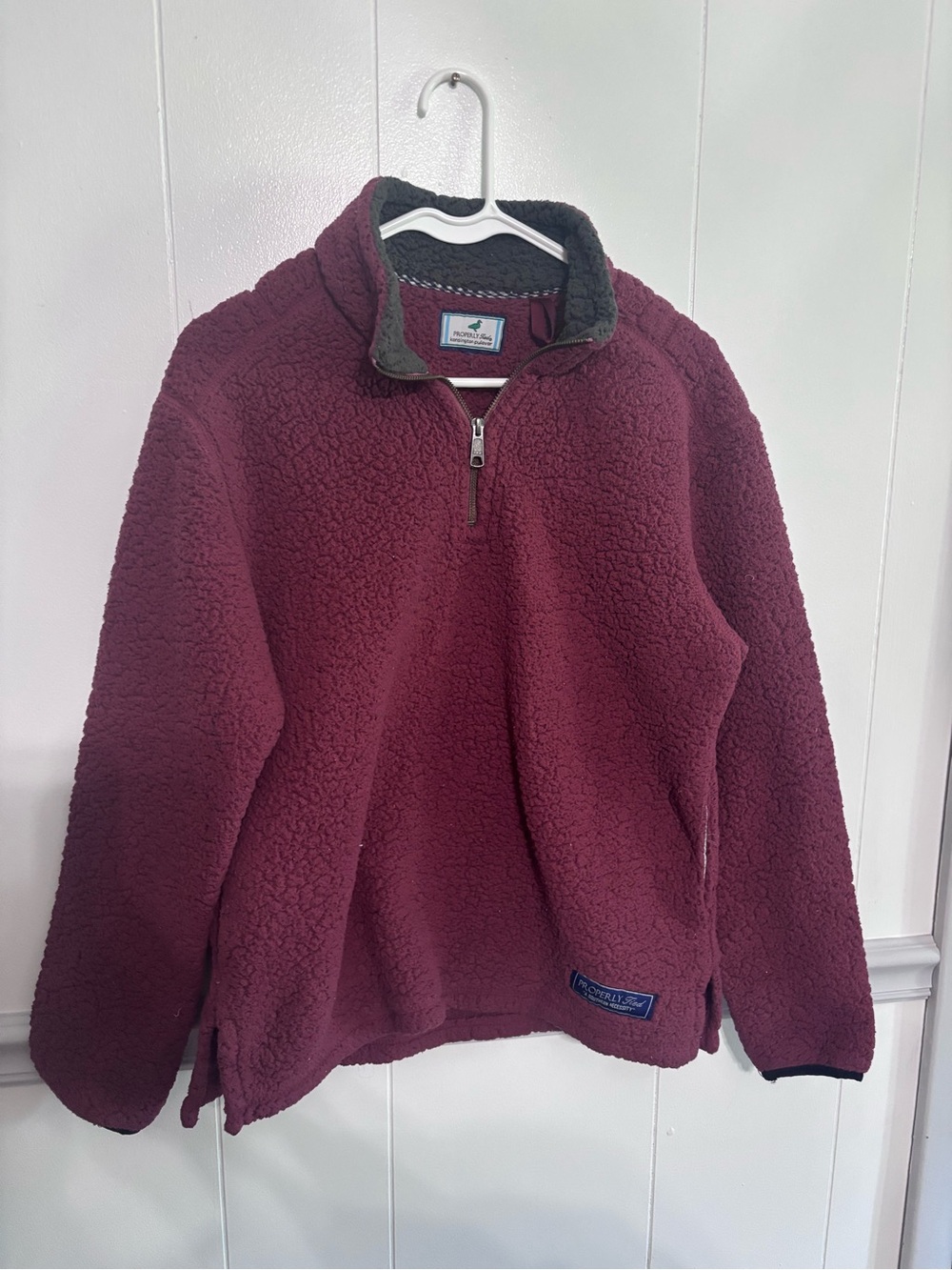 Men's Half-Zip Sherpa Pullover - Burgundy